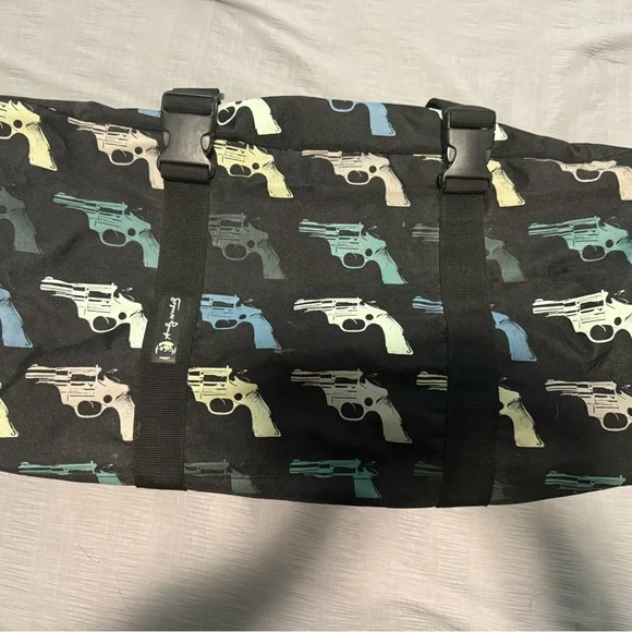 Black Gun Print Men's Duffel Bag - Picture 3 of 5